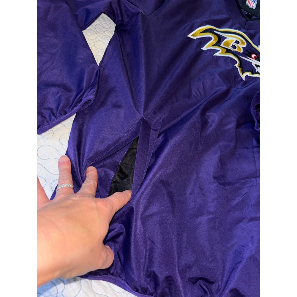 Baltimore Ravens NFL Windbreaker Pullover Purple V-Neck Men Small Side Zip Logo - Picture 4 of 6
